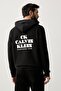 Men's Regular Fit Black Hooded Sweatshirt with Logo Printed on Front and Back - 2
