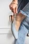 Women's Ballerina Flats Baby Blue Square Toe Open Back - 4