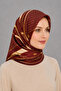 وشاح منقوش بنسيج التويل LS2201 01-عنابي-كريمي - 2