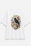 Raven and Flower Pattern Oversized T-Shirt, Very Wide Fit Loose Cut 100% Cotton Combed Single Jersey Dtf Printed Unisex Women Men T-Shirt - 3