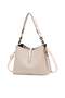 PU Leather Handbag Large Capacity Shoulder Bag for Women Beige