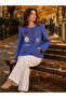 Indigo Color Maya Special Design Hand Knitted Motif Bohemian Jacket - 6