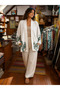 White Color Paisley Patterned Double-Sided Imported Kimono
