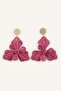 Women's Straw Weave Fuchsia Earrings H6131Axns