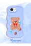 iPhone 17E Compatible Case Camera Protector Blue Silicone Couple Phone Case Bear Pattern - 2