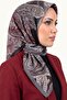 Women's Gray Brown Shawl with Patterned Stitching and Writing