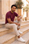 تي شيرت رجالي من Linklater Regular Fit Basic مصنوع من القطن الليكرا - أحمر داكن - 5