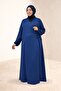 62018 Plus Size Tie-Up Wrap Prayer Dress - Indigo - 4