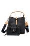 Women's Wallet and Shoulder Bag Combination with Lock Detail, Black - 3