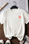Flower Market Design 100% Cotton Half Oversize White T-Shirt - 2