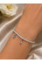 Zircon Stone Colorful Waterway Bracelet with Dangle Detail – Silver Color Women's Bracelet