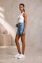 Flat-Leg Ripped Detailed Women's Denim Shorts, High Waist Lycra 40 cm Shorts Jeans - Blue - 3