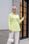 Striped Buttoned Modal Tunic with Side Laces - Light Yellow - 6