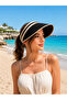 High Quality Imported Striped Straw Visor Camel Hat Suitable for Tesettüre Summer Hat Crown-Shaped Sun Protection - 3