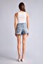 100% Cotton High Waist Cut-Off Hem Jean Light Indigo Shorts H0746Ax26Hs - 6