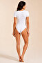 Women's Short Sleeve Crew Neck Flexible Bottom Hook 2-Piece Bodysuit - 95% Cotton Anti-Sweat & Soft Fabric - 5
