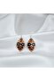 100% Handmade Copper |   Copper Orange Black Kilim Patterned Dangle Earrings - 5