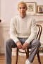 Men's Hair Knit Sweater - Acrylic Cotton Crew Neck Regular Cut - 2
