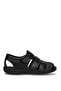 Elit 26Ysled180C Men's Genuine Leather Flat Sandals Black - 3