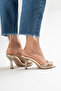 Women's Pointed Toe Thin Heeled Gold Buckle Stylish Slippers Kelis Gold - 5