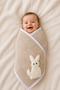 Baby Pique Blanket Waffle 100% Cotton 110X110 cm with Rabbit Appliqué - 5