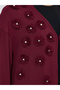 Burgundy Embroidered Floral Abaya - 4