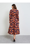 Multi Floral Wrap Midi Dress with Long Sleeves - 5