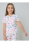 طقم بلوزة وشورت بنقشة زهور للبنات بأزرار أمامية - 2