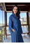 Navy Blue Denim Tencel Shirt and Pants Set - 5