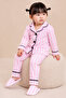 Striped Children's Pajama Set with Slippers 3 Piece Ribbed Home Wear Set - 4