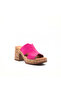 Fuchsia Suede Women's Platform Heeled Slippers – Genuine Leather Lined Thick Heel Summer Slippers - 3