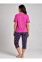 Women's Plus Size Modal Fabric Short Sleeve Buttoned Collar Capri Suit Pajama Set 50% Cotton 50% Modal - 2