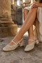 Cream Knitted Textured Strap Women's Heeled Sandals – Casual and Stylish Summer Footwear