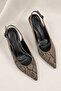Women's Brown Snake Patterned Padded Stiletto 8.5 cm Heel Comfortable Full Mold. - 8