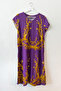 Purple V-Neck Short Sleeve Patterned Casual Viscose Woven Dress 113 64 - 2