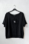 Black Pool Collar Low Sleeve Skirt and Mesh Flower Appliqué on the Sleeve End Casual Woven Blouse 68 68 - 2