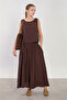 Women's Sleeveless Skirted Two-Piece Set - Bitter Brown - 4