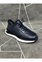 Navy Blue Genuine Leather Sports Shoes