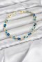 Brass Gold Color Blue Zircon Stone Flower Model Women's Bracelet