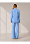 Light Blue Women's Pleated Detailed Blazer Jacket and Trousers Set – Stylish Office and Event Combination - 4