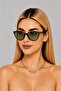 Cat Buckle Model New Season Light Frame Uv Protected Women's Sunglasses Leopard Frame Green Glass - 2