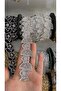Stone Flower Leaf Patterned Iron-On Applique Ribbon 50 cm Evening Dress Napkin Edge Accessory Wedding Dress Engagement Material -Silver - 2