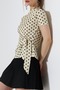 Women's Micro Digital Polka Dot Blouse with Tie Detail - 7