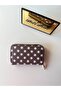 Women's Brown-Cream Polka Dot Mini Wallet with Zipper and Coin Compartment