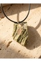 Raw Cut Unakite Natural Stone Leather Cord Necklace - 2