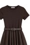 1033 Women's Stretchy Body Woven Skirt Belt Detailed Short Sleeve Maxi Dress Brown - 3