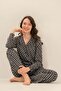 Women's Patterned Anthracite Shirt Pajama Set Ar3750-S-V1 - 8