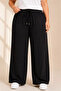 Oversized, loose-fit palazzo pants with elastic waist, drawstring, and wide legs - black - 3