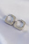Brass Silver Color Square Earrings - 2