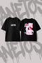 Megan Thee Stallion_1 Design Printed Oversize Crew Neck T-Shirt Black
